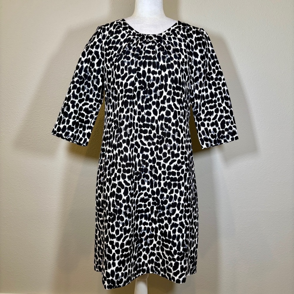Kate Spade Black and White Patterned Silk Blend Dress Size 12